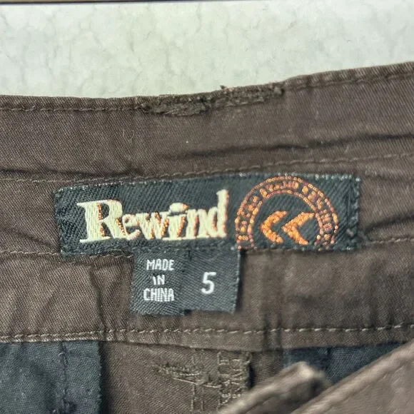 2/$30 Vintage Rewind Crop Capri Pants Size 5 Brown Y2K Sporty Coquette Low Rise - Picture 8 of 12